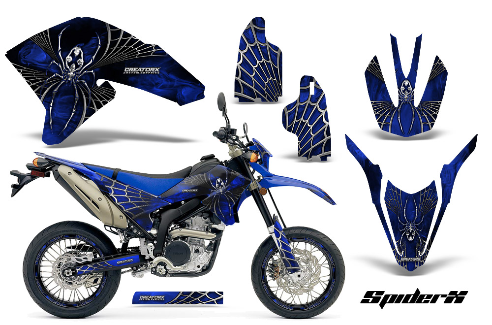 Yamaha WR250X R Graphics Kit SpiderX Blue NP Rims